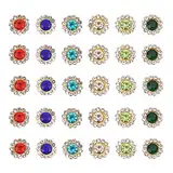 SUPERFINDINGS 600 Stück 8 mm Blumenform Strass Zum Aufnähen 6 Farben Helle Perlenknöpfe Mit Flacher Rückseite Kristallverzierungen Knöpfe Zum Basteln von Kleidung Schmuckherstellung