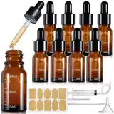 Realure 8 Stück Pipettenflasche 20ml mit Skala, Kleine Braunglas Glas Tropfflasche Dropper Bottle, Refillable Flasche mit Pipette, für Ätherische Öl Parfümöle Flüssigkeit 5 Hilfszubehör