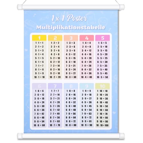Yoosso 1x1 Poster, Einmaleins Lernen Lernposter Mathematik 1x1 Lernen für die Grundschule Einschulung