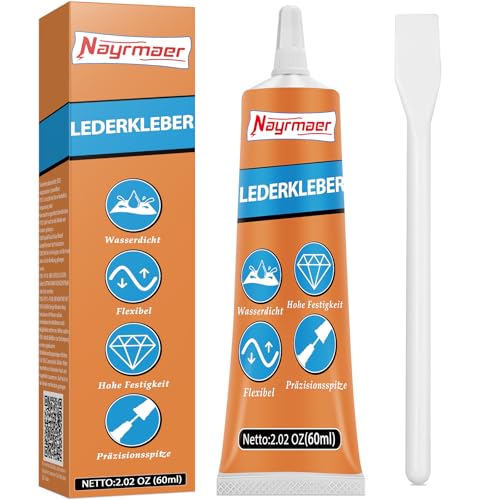 Nayrmaer Lederkleber, 60ml Transparenter Leder Kleber Reparatur Sofa, Pu Lede, Jacke, Autositze, Geldbörse und Andere Lederarbeiten