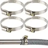 Schlauchschellen mit Schneckenantrieb, 4 Pack, Spannbereich Ø 40 - 60 mm, für 2" Schläuche, W2 Stahl, Kreuzschlitz SW 7, 9 mm Bandbreite, zur Fixierung von Waschmaschinen und Spülmaschinen Anschluss