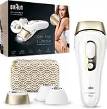 Braun IPL Silk Expert Pro 5 Haarentfernungsgerät, für dauerhaft sichtbare Haarentfernung, Venus Rasierer & Tasche, Alternative zur Laser Haarentfernung, Geschenk für Frauen, PL5137MN, weiß/gold