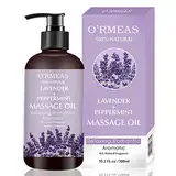 Massageöl für Erwärmen, Entspannen, Massieren Gelenkschmerzen Linderung, Lavendel Peppermint Massage Oil Sinnliches Massageöl Feuchtigkeitsspenden 10.2 fl.oz