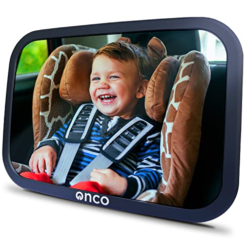 Onco 360° Baby Autospiegel - 2024 & 2023 Preisgekrönter Auto Spiegel für Baby Rücksitz, 100% Bruchsicherer & Schwenkbarer Rücksitzspiegel, Baby Erstausstattung, Universeller Baby Spiegel Auto