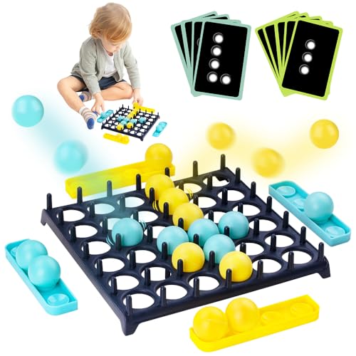 Bounce Off Game, Bouncing Ball Tischspiel Jumping Ball Tabletop Ping Pong Spielballspiel mit 16 Bällen, 9 Herausforderungskarten Bounce Ball Party Game, Brettspiele Toy für Kinder, Familie und Party