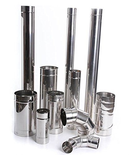 Edelstahl Kaminrohr Ofenrohr Rohr Heizung Rauchrohr Schornstein Abgasrohr Sanierung 250mm 330mm 500mm 1000mm Wandstärke 0,6mm 80mm-200mm wählbar (Ø 130mm, Länge: 1000mm) von rg-vertrieb