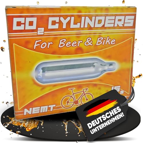 10 NEMT 16g Co2 Bierkapseln and Bikekapseln für alle Bierzapfanlagen mit 16g Kohlensäurekapseln ohne Gewinde kompatibel auch zu CO2 Kartuschenpumpe Fahrrad Minipumpe ohne Gewinde