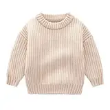 QVNXVO Pullover Unisex Baby Neugeborene Kinder Frühling Winter Langarm Rundhals Sweater Base Warm Casual Modische Einfarbiges Lässiger Strickpullover