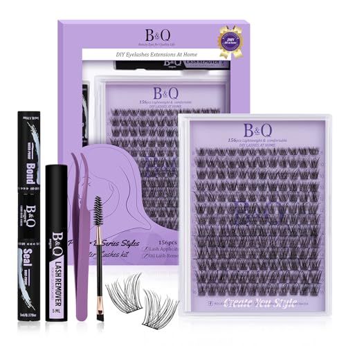 B&Q Lashes Extension Set 156 PCS Lash Extension Set 8-16MIX Wimpern Extensions Mit Mascara Pinsel Kleber Entferner Wimpern Applikatoren für DIY Wimpern Extensions Set (B15,Kit)