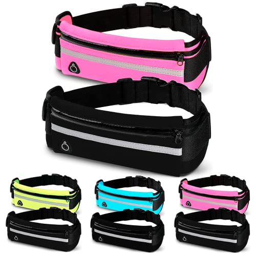 2er-Pack laufgürtel, Handytasche Joggen aus Neopren, Lauftasche Jogging Wasserdicht, mit Verstellbarem Riemen für iPhone 14,13,12/Pro/XR/XS/X/8, laufgürtel Handy, Running Belt, (Rosa-Schwarz)