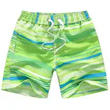 FedMois Jungen Badeshorts Schnelltrocknend Kinder Badehose Schwimmshorts, Grün, 7-8 Jahre (Gr. 128/134)
