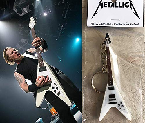 Keychain Gibson Flying V James Hetfield Metallica White Gitarre