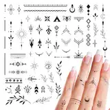 2 Blätter Fake Tattoos Schwarz Temporäre Klebetattoos Erwachsene Wasserdicht Tattoo Mädchen Arm Tattoo Klebe Aufkleber Tatoos zum Aufkleben Frauen Damen Kinder Männer (Europäisches Muster)