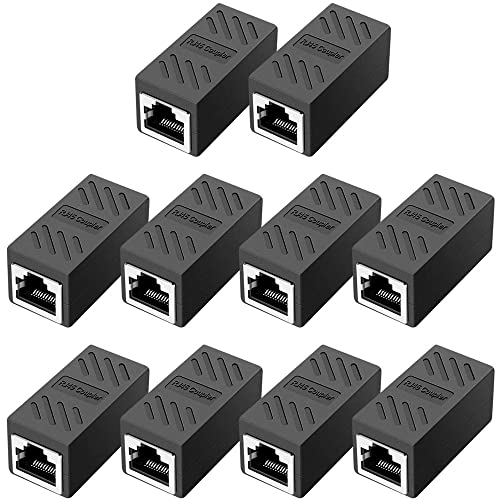 Greluma 10 Stk RJ45-Koppler, Netzwerkkoppler, Ethernet-Steckverbinder, Geschirmter Inline Koppler für Cat7/Cat6/Cat5e/Cat5 Ethernet Kabel Extender-Steckverbinder – Buchse auf Buchse