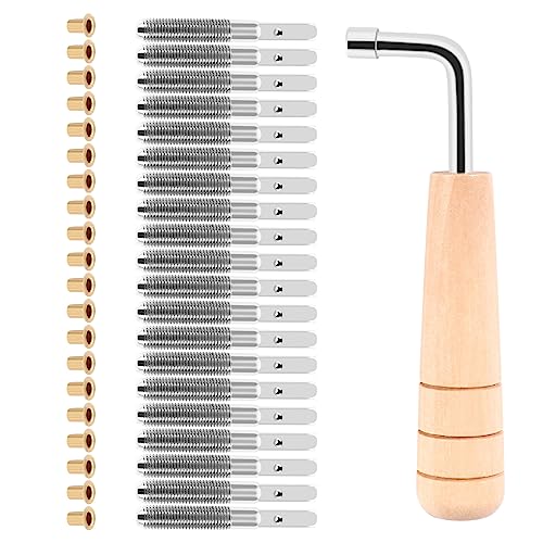Iunipusy Premium Lyre Harfe Stimmnägel Set mit Nieten und L-förmigem Stimmschlüssel - für Musikinstrumente wie Hackbrett, Zither und Cembalo, 40-teiliges Set