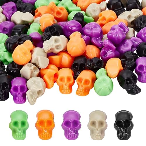 beejune 50 Stück Totenkopf Deko, Schädel Deko, Skull Deko, Mini Totenkopf Figur, Halloween Skelett Dekoration Blumentopf-Dekoration, Für Spukhaus, Halloween Horror Party, Dekoration Für Halloween