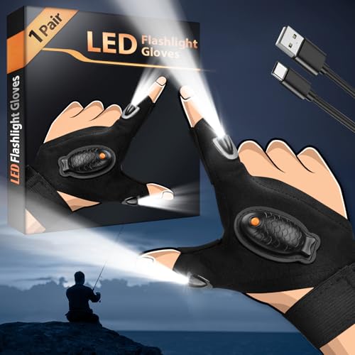 Weihnachtsgeschenke für Männer Papa Angler Geschenke - LED Handschuhe mit Licht, Herren Geschenke für Männer Technik Gadgets Geburtstagsgeschenk Weihnachten Geschenkideen Angelzubehör Adventskalender