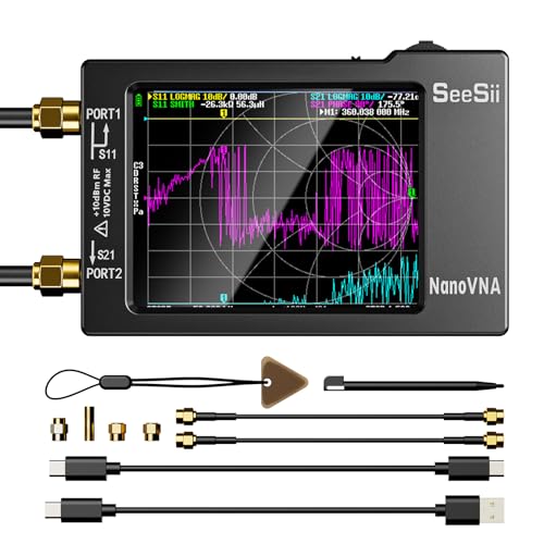 Seesii NanoVNA-H Antennenanalysator, 2,8'' Vektor Netzwerk Analysator 10KHz-1,5GHz MF HF VHF UHF Messung von S-Parametern, Spannungs-Stehwellen-Verhältnis, Phase, Unterstützung SD-Karte