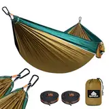 NATUREFUN Ultraleichte Reise Camping Hängematte | 300kg Tragkraft (275 x 140 cm) Atmungsaktiv, Schnelltrocknendes Fallschirm Nylon | 2 x Premium Karabiner,2 x Schlingen| Drinnen Draußen Garten