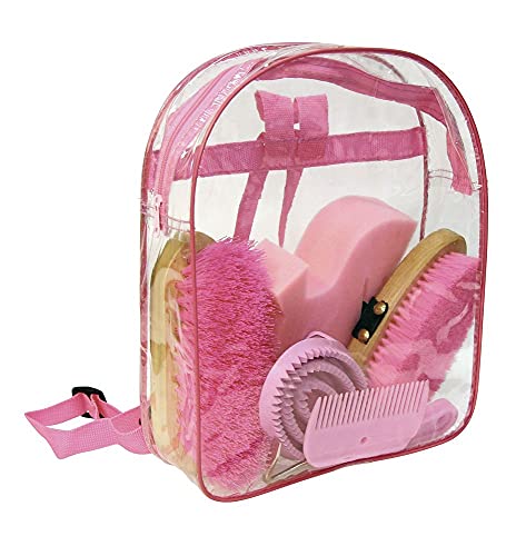 Kerbl Putz-Rucksack (pink, Klarsichtrucksack, Pferdepflegeset, Putzwerkzeuge) 321358