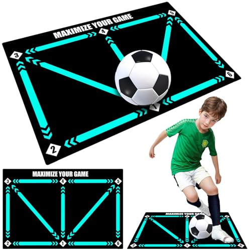 Atuoxing Fußball Trainingsmatte, 90x60 cm Fußballmatte für Fußball Training, Ballkontrolle Fussball Schritt Matte Geschenke für Fußballfans