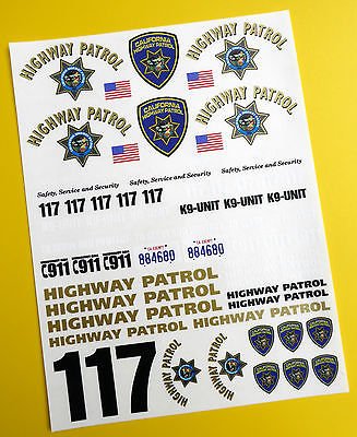 screenprintdigital SLOTCAR 32nd MAßSTAB California Highway Patrol 'Chips' Aufkleber Sticker SCALEXTRIC