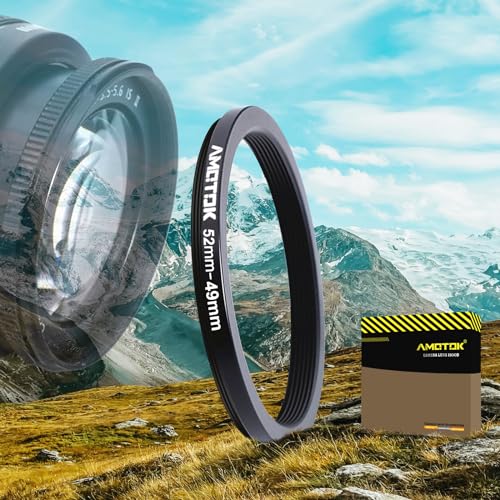 52 mm Objektiv auf 49 mm Kameraobjektiv-Adapter, 52 mm - 49 mm Filter-Step-Down-Ring, kompatibel mit Allen 49 mm Filter-Zubehör. Hergestellt aus CNC-gefrästem