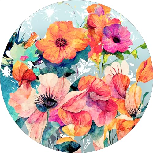 Pro-Art Glasbild Watercolor Flowers V, rund 20 cm