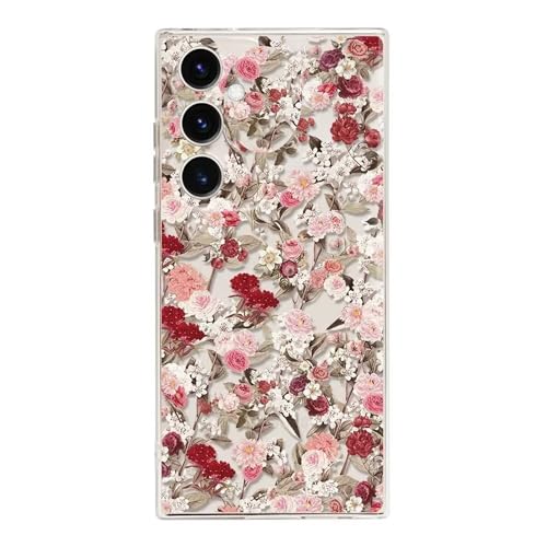 Rnrieyta Miagon Kreativ Blume Hülle für Samsung Galaxy A25 5G,Schmetterling Blätter Blumen Flower Serie Schutzhülle Transparentes Weich TPU Cover Dünne Kratzfeste Silikon Gel