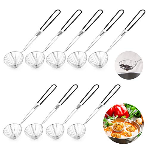 9 Pcs Fondue Sieb Edelstahl Küchensieb mit Griffen Feinmaschig Küchensieb Schöpflöffel Sieb aus Rostfreiem Edelstahl SCHAUMLÖFFEL für Garen von Gemüse Pilzen Fleisch Fisch 6.5 * 27 cm