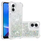 Nadoli Glitzer Treibsand Hülle für Motorola Moto G Play 4G 2024,Silikon Stoßfest Handyhülle Transparent TPU Bumper Schutzhülle Flüssig Durchsichtig Quicksand Case