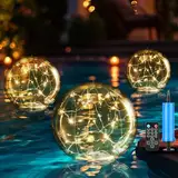 Heimthal Solar Poolbeleuchtung Schwimmende Lampen, Ø bis 37cm teichdeko für draußen IP68 led kugeln garten solar teichbeleuchtung 2pcs warmweiße