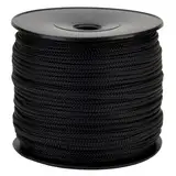 Geflochtenes Polypro-Seil, schwarz, Ø 1,5 mm, Spule 100 m – Außenseil, Bastelseil, DIY, Schwarz