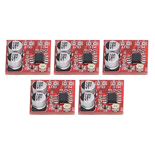 5-teiliges LM386-Elektretmikrofon-Verstärkermodul, Einstellbare Verstärkung, DC4V-12V, Kratzfestes ABS, Rauschunterdrückung