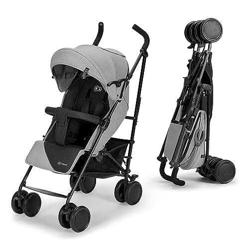 Kinderkraft Kinderwagen SIESTA, Leichte Reise Buggy, Verstellbare Rückenlehne, Liegeposition, Kleine Maße nach Zusammenklappen, Vergrößerbares Verdeck, Für ältere Kinder, bis 22 kg, Grau