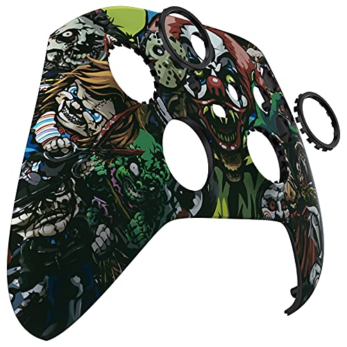 eXtremeRate Faceplate & Akzentringen für Xbox Series X/S Controller, DIY-Ersatz Front Hülle & Accent-Ring, Skin Case Gehäuse Set für Xbox Core Controller Modell 1914(Scary Party)-KEIN Controller