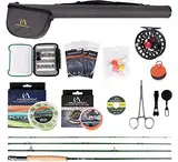 MAXIMUMCATCH Premier Fliegenrute und Avid Rolle Combo komplete 9' Fliegenfischen Outfit mit Angelausrüstung (6 wt -9' Half-Handgriff Rute 5/6 Fliegenrolle)