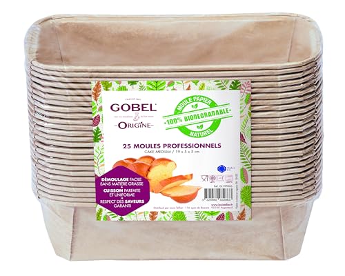 Gobel - Packung mit 25 Kastenformen - Papier, Biologisch Abbaubar - Mittelgroß - 19 x 5 x 5 cm - Made in France