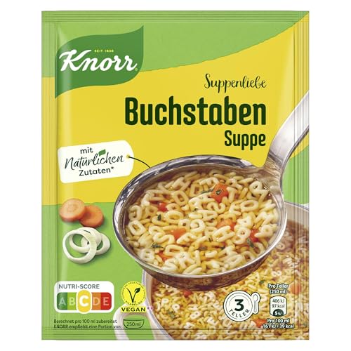 Knorr Suppenliebe Buchstaben Suppe leckere Nudelsuppe mit natürlichen Zutaten 3 Teller