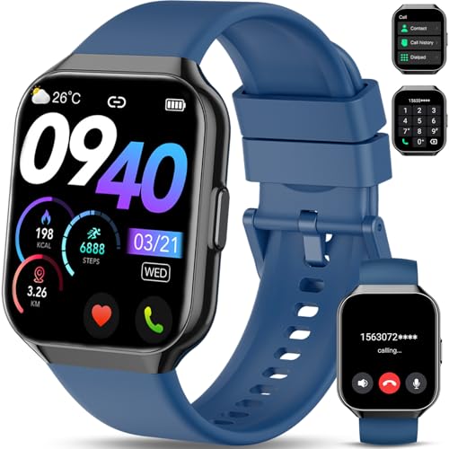 Smartwatch Herren Damen mit Telefonfunktion, 1.96" Fitnessuhr Damen, 110+ Sportmodi IP68 Wasserdicht Sportuhr, Smart Watch mit Herzfrequenz, SpO2, Schrittzähler, Schlafmonitor, Uhr für iOS/Android