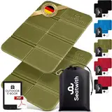 2er Set Outdoor Sitzmatte/Faltbares Iso-Thermo-Sitzkissen mit Tragetasche und Karabinerhacken für ideale Befestigung am Rucksack maximaler Schutz vor Kälte Nässe & Schmutz + Outdoor E-Book