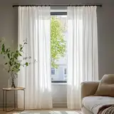 Deconovo Voile Vorhang mit Kräuselband, Halbtransparent Dekoschal, Leinenoptik Gardinen für Kinderzimmer Wohnzimmer Balkon, 245x140cm (HöhexBreite), Leinen, 2er Set