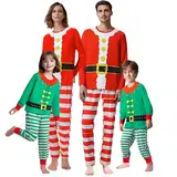 Momkonzz Matching Weihnachten Pyjamas für Familie Frauen Männer Junge Mädchen Xmas Pjs Set Paar Kinder lustig grün rot Pyjamas Schlafanzug - Kind 9-10 Jahre