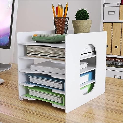 PUNCIA Dokumentenablage A4 Briefablage 5 Ablagefächer PVC Schreibtisch Datei Organizer Papierablage Aktenaufbewahrung Ablagesystem Dokumentenhalter für Büro Arbeitszimmer Schule Office