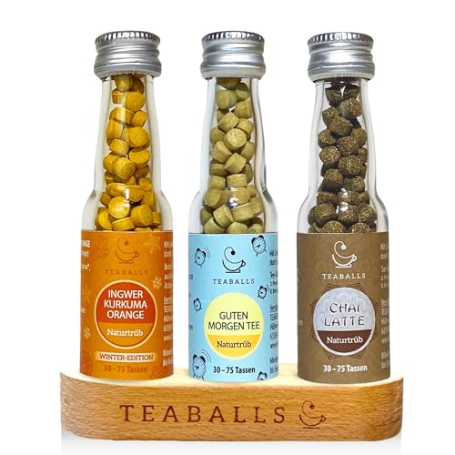 TEABALLS BIO - 3er Set FEEL GOOD - INGWER KURKUMA ORANGE, GUTEN MORGEN, CHAI LATTE für ca. 120 Tassen Tee