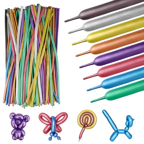 100 Stück Modellier Luftballons, Metallic 260Q, Lange Ballons, Mehrfarbig Lange Luftballons, Magische Latex Luftballons, Modellier Luftballon, für DIY, Party Dekoration(30cm, Zufällige Farbe)