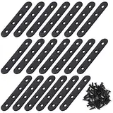 Winkelverbinder Flache Winkel Klammern Rechtwinkliges Edelstahl Ecke Klammer Möbel Flache Ecke Brackets mit Screws für Tabelle Stuhl Bücherregal 97*17mm Schwarz 20 Stücke