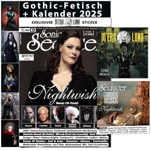 Sonic Seducer 09/2024 +Gothic Fetisch Kalender 2025 +M’era Luna Sticker+CD: Nightwish (New Track) +In Extremo +Mono Inc. +Nick Cave +Tanzwut ... Wessels (Ex-Delain) + Simone Simons (Epica)