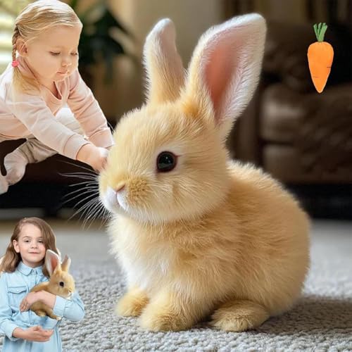 MRRTIME Easter My Realistic Bunny Toy, Interactive Bunny Realistic Bunny - Jumping, Twitching, and Shaking Ears, Bunny Realistic Bunny Toy, Realistic Bunny, Realistic Bunny Toys (Brown)