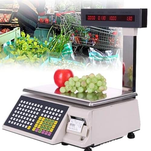 Digitale Preisrechnerwaage, kommerzielle Digitale Zählwaage, LCD-Anzeige, mit Postanzeige und Drucker, für Supermärkte, Lebensmittel, Fleisch, Feinkostmärkte